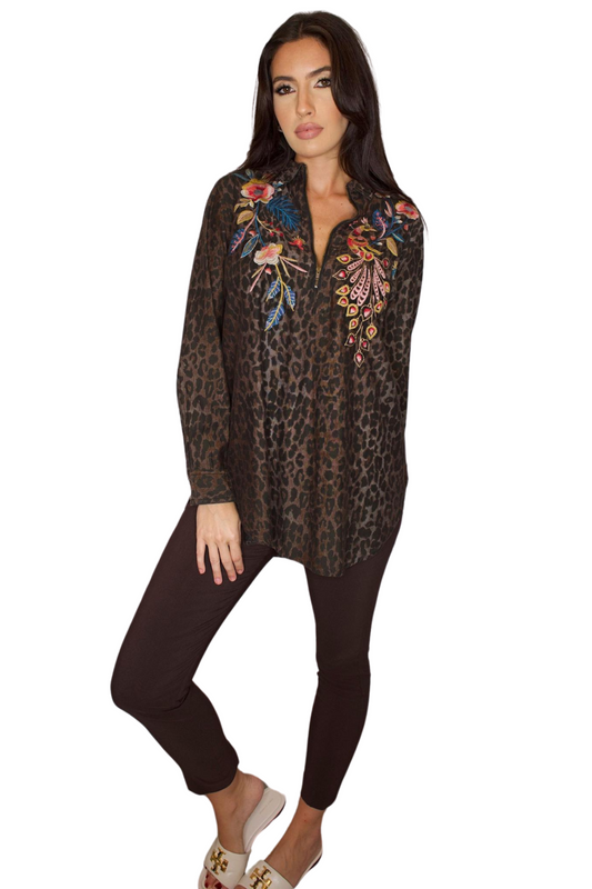 ANIMAL PRINT ZIPUP TUNIC