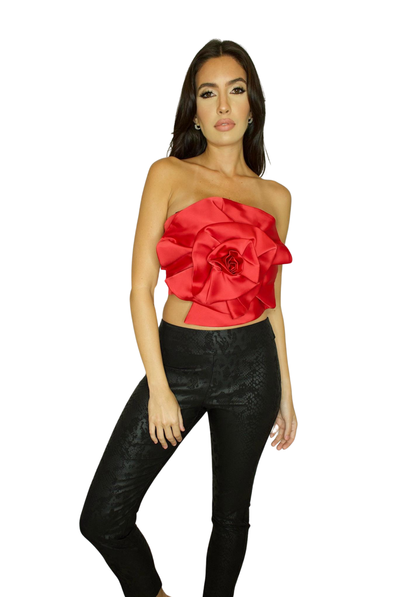 STRAPLESS TIE BACK FLOWER TOP