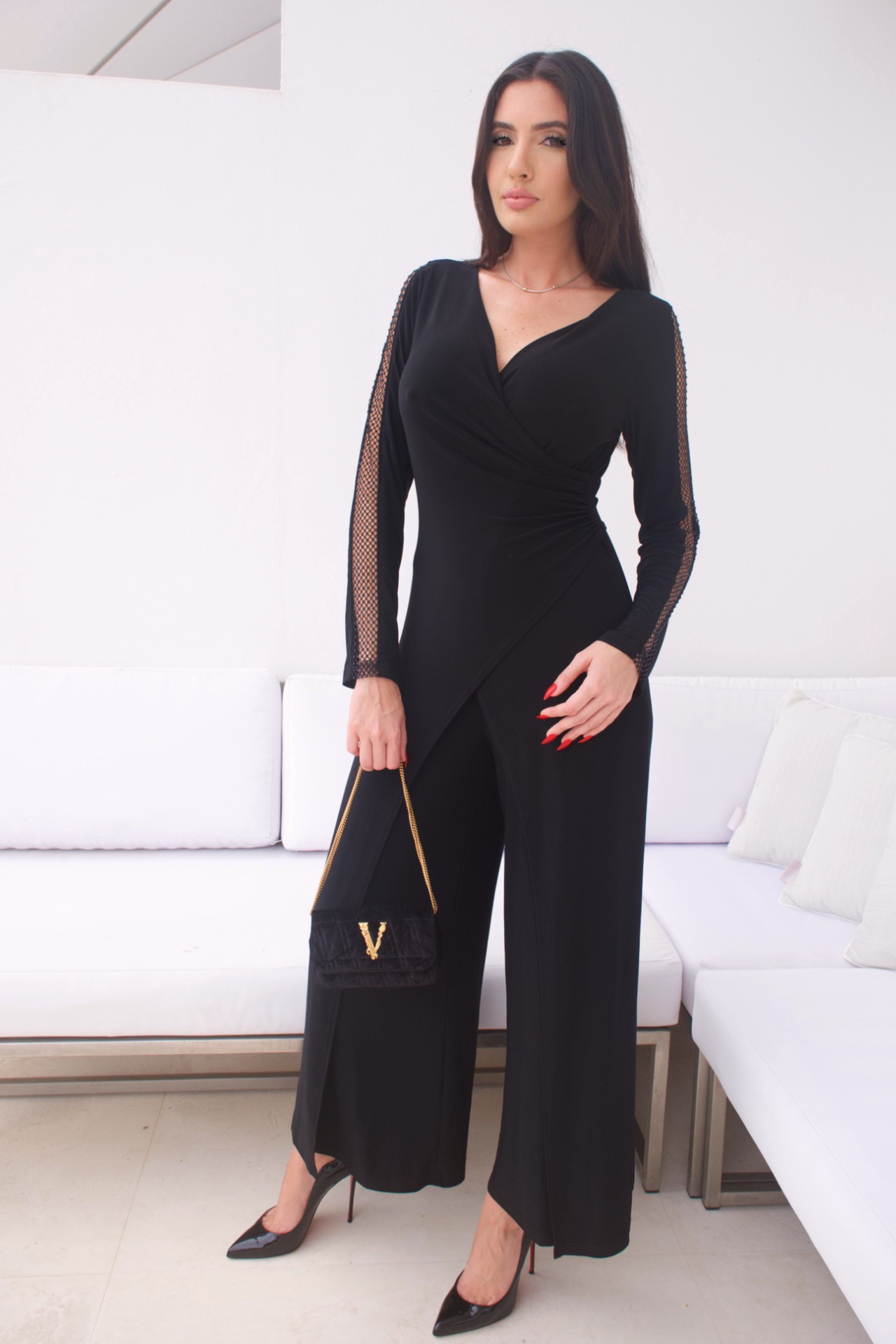 WOMEN LONG SLEEVE BLACK JUMPSUIT