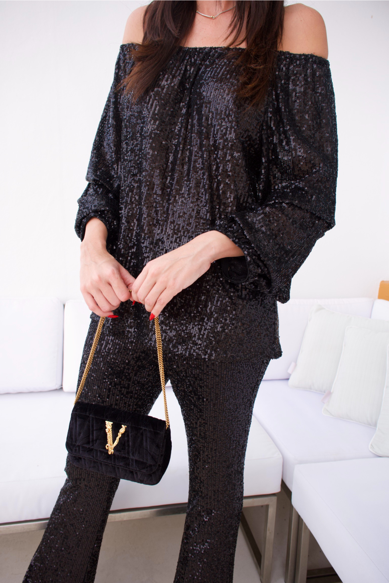 BLACK SEQUINS PANT SET