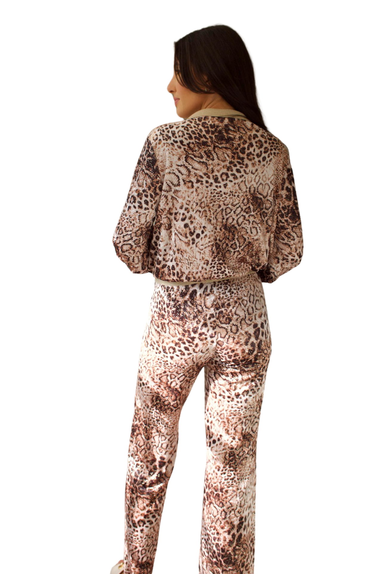 VELVET ANIMAL PRINT PANT SET