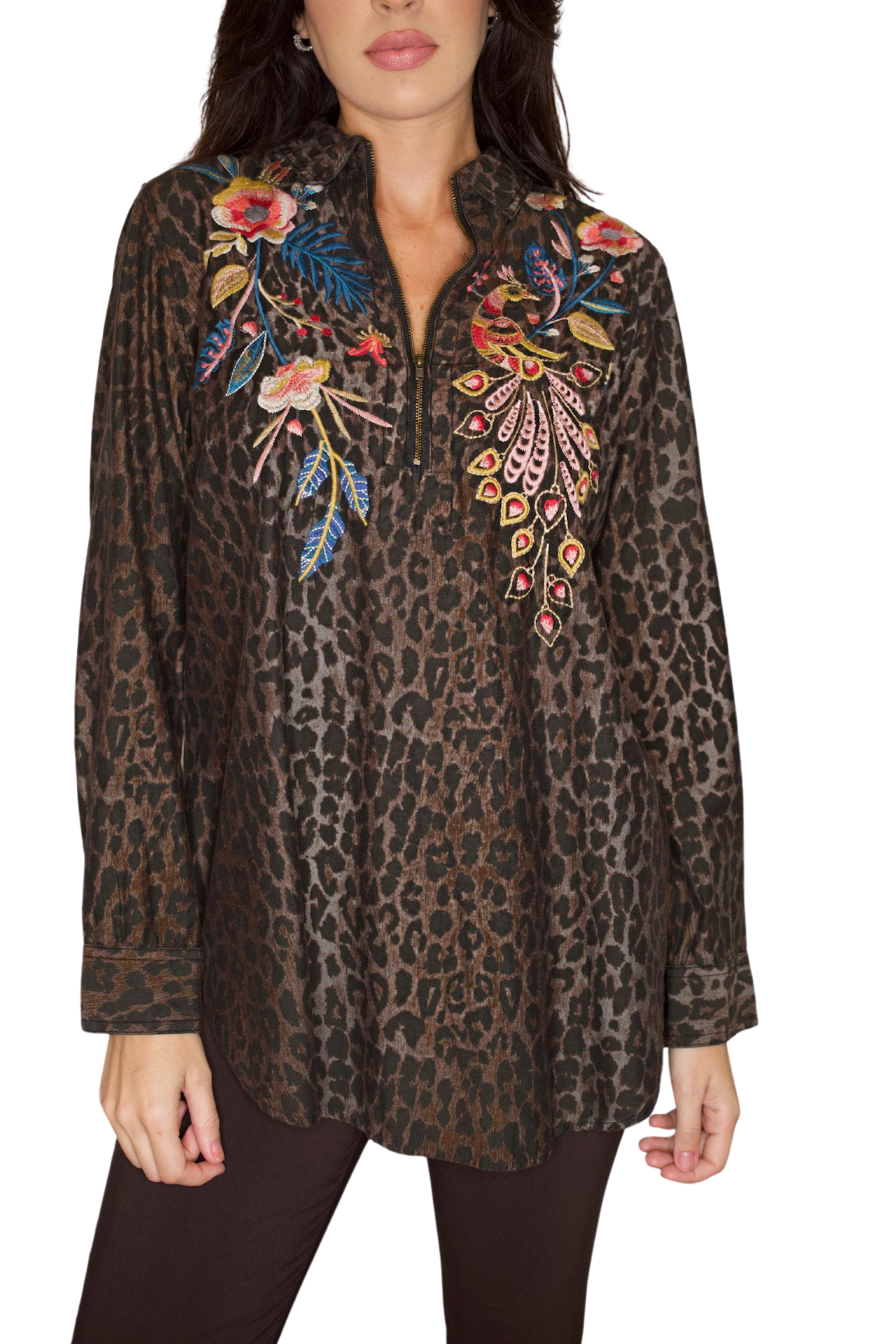 ANIMAL PRINT ZIPUP TUNIC