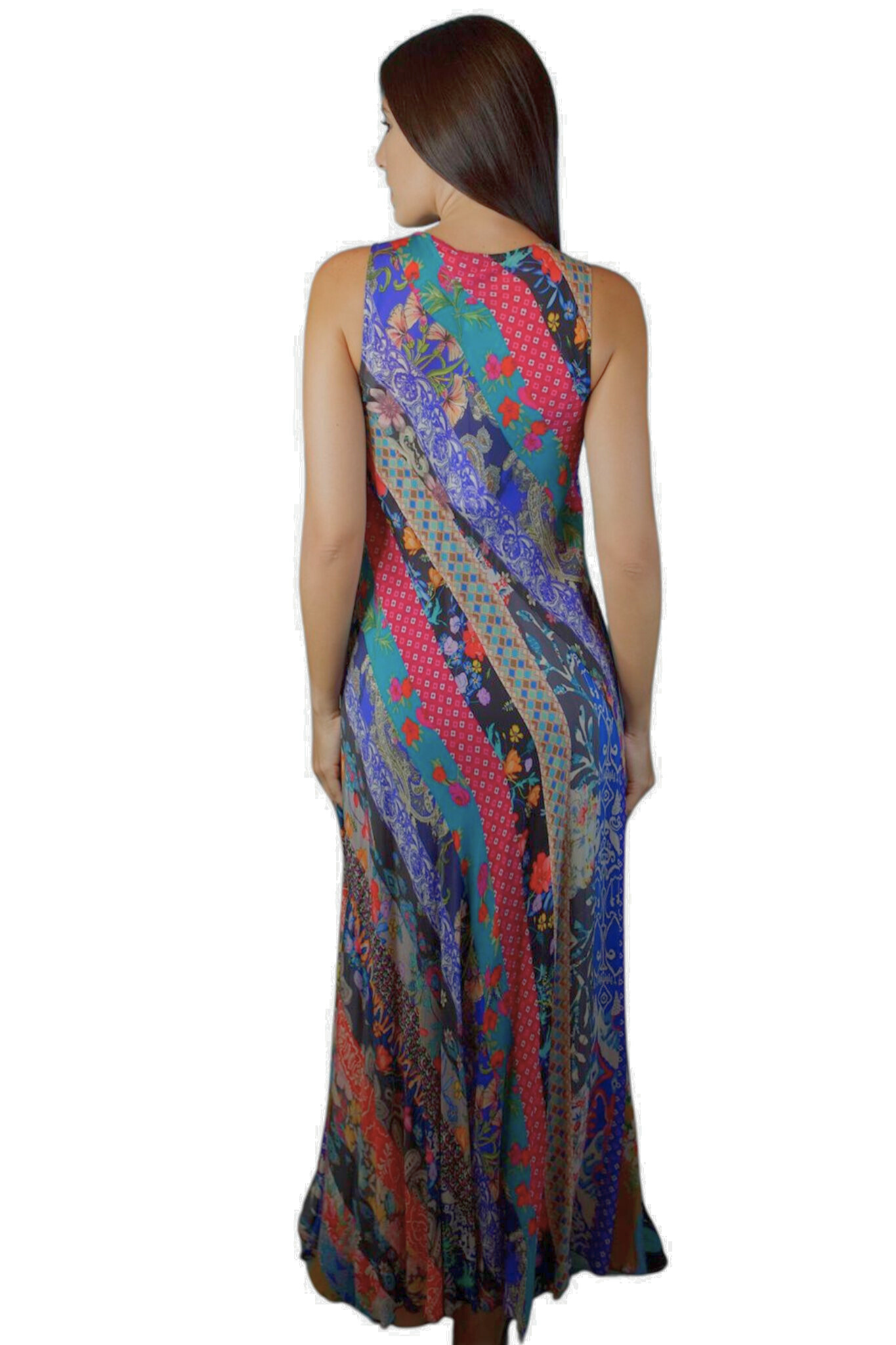 WOMEN SLEEVELESS V NECK FLORAL MAXI