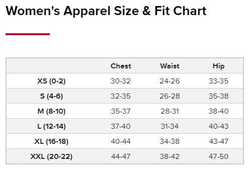 Women's clothing size chart – detailed measurements for the perfect fit.